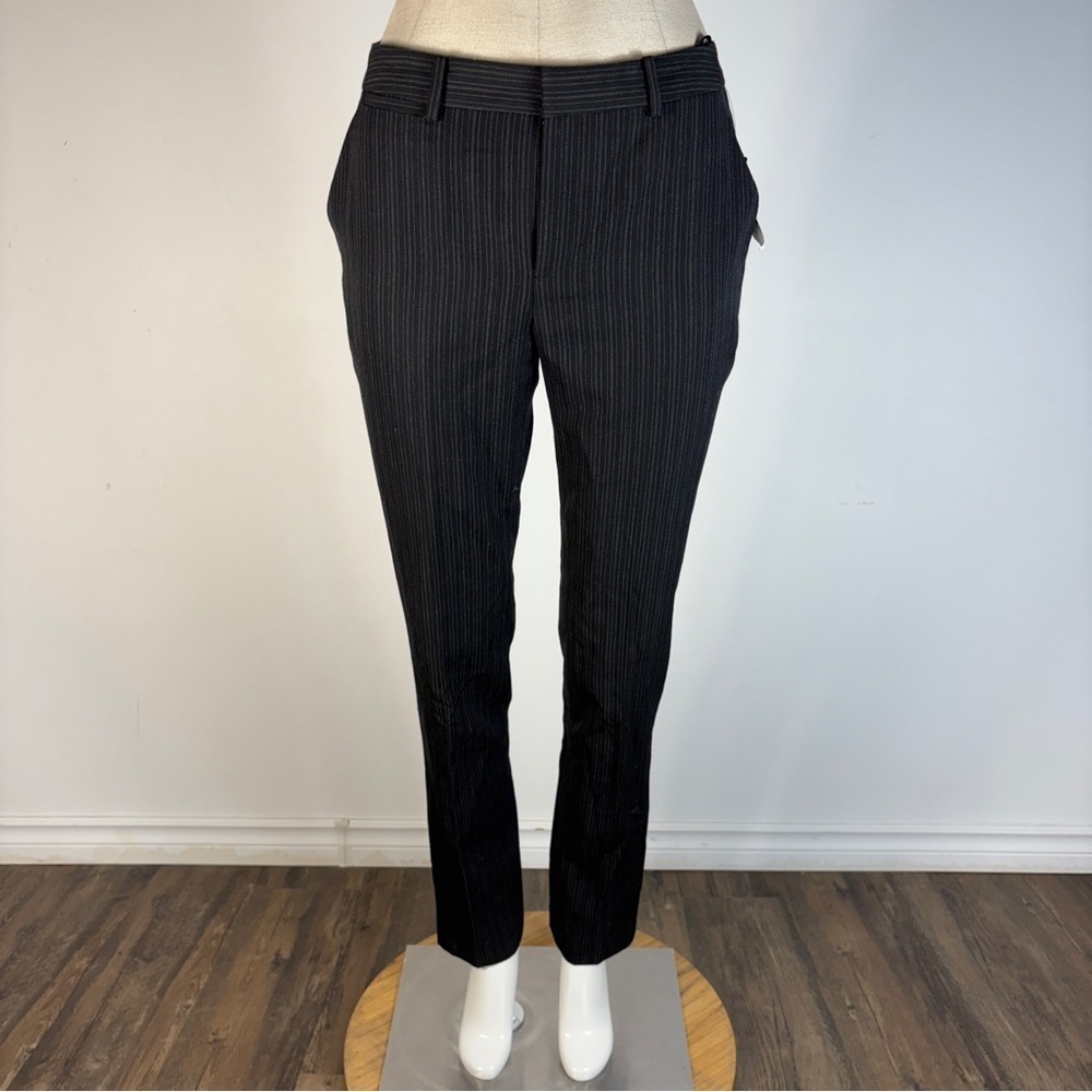 ❤️ NWT Lauren Ralph Lauren Black Pinstripe Ankle Women Pants 2